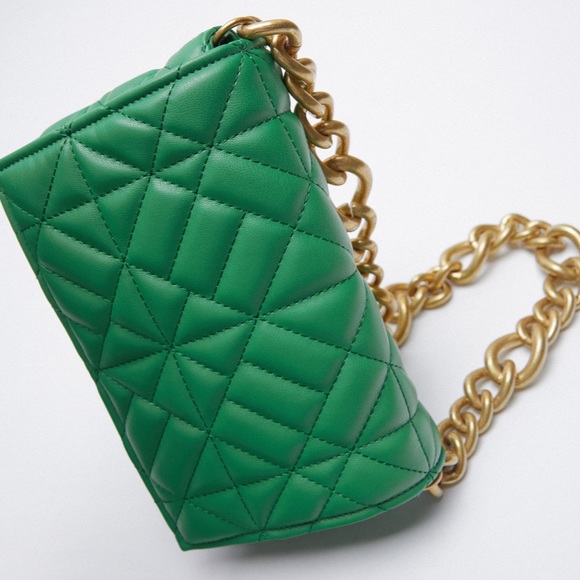 ZARA Quilted Midi Shoulder Bag with Chain - Picture 8 of 10